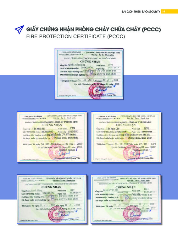 Chứng nhận phòng cháy chữa cháy - Dịch Vụ Bảo Vệ Sài Gòn Thiên Bảo - Công Ty Cổ Phần Dịch Vụ Bảo Vệ Sài Gòn Thiên Bảo
